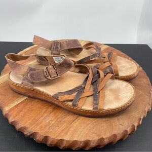 Chaco Fallon Two Tone Leather Sandals brown Sz 8